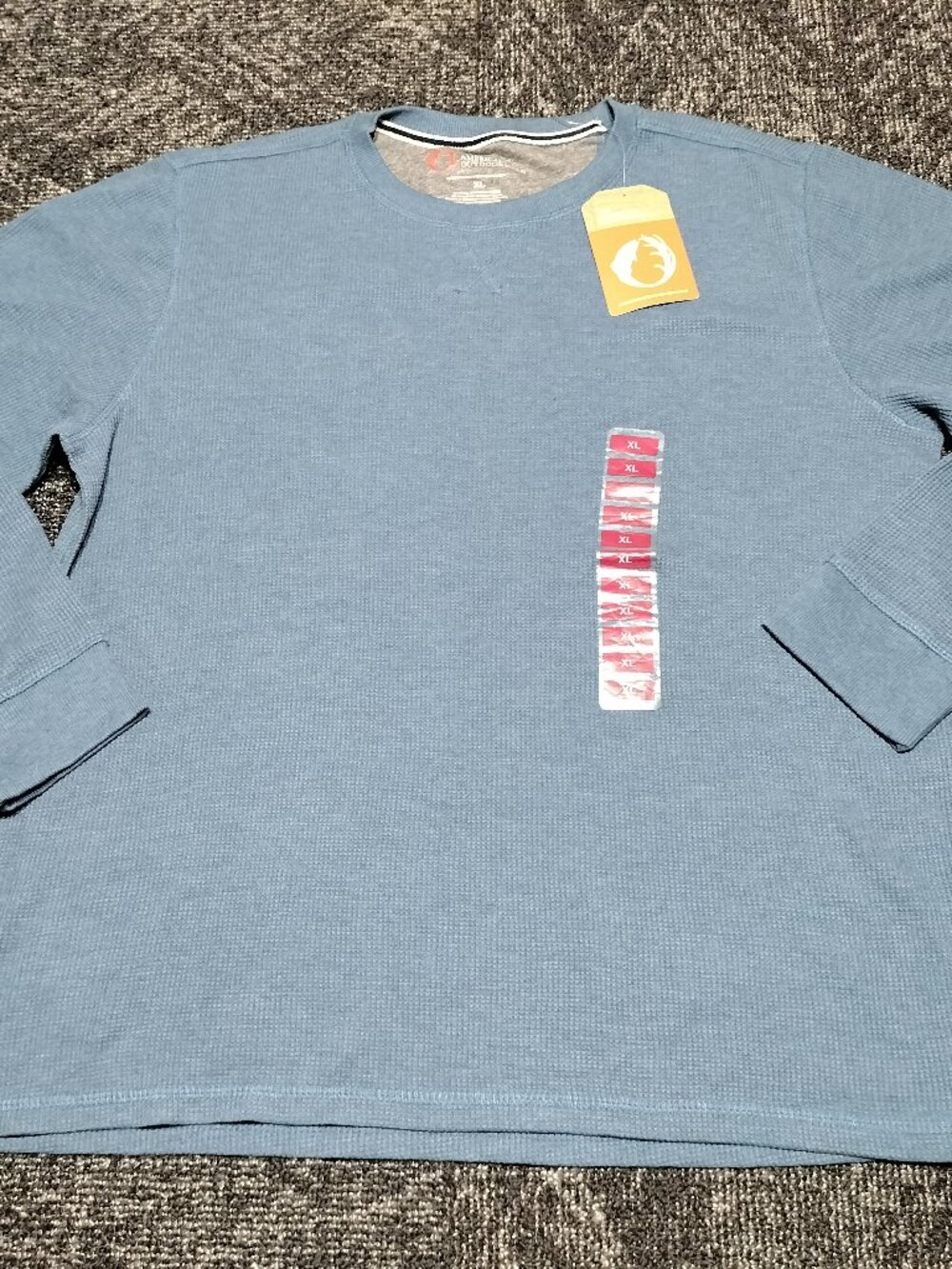 The American Outdoorsman Mens Blue Waffle Knit Thermal Long Sleeve Shirt XL NEW